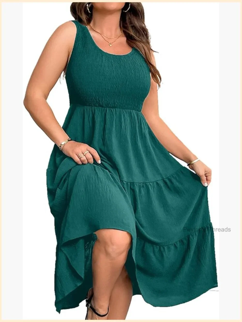 Plus Size Sleeveless Tank Dress Smocked Casual Loose Sundress Flowy Beach Midi